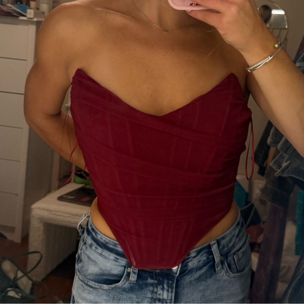 Burgundy corset crop top